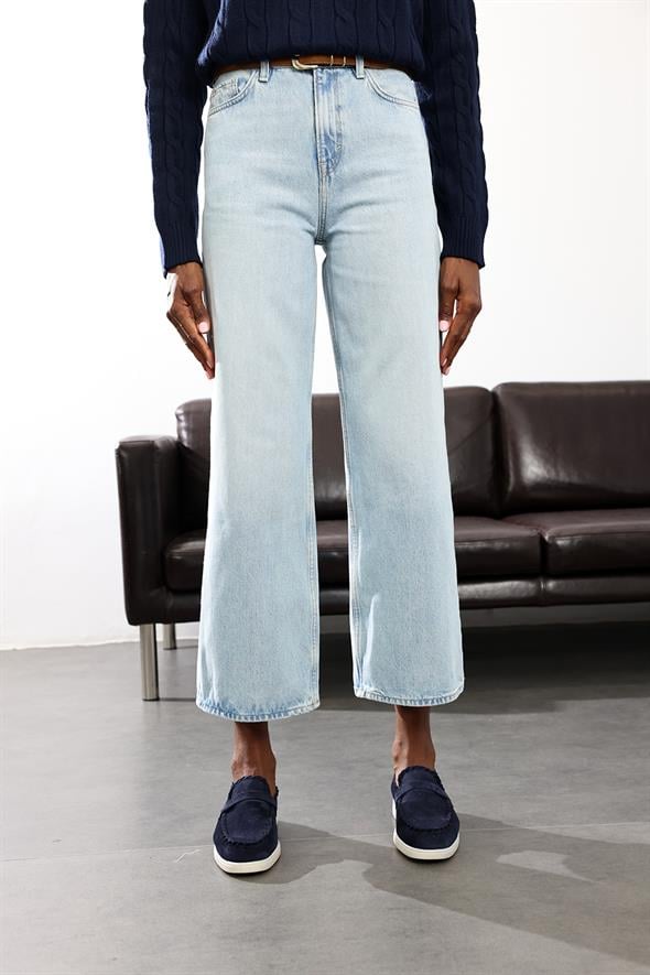 Buz Mavi Yüksek Bel Wide Leg Jean 