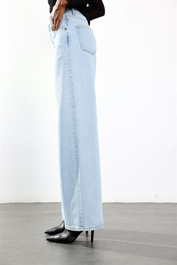 Buz Mavi Yüksek Bel Wide Leg Jean 