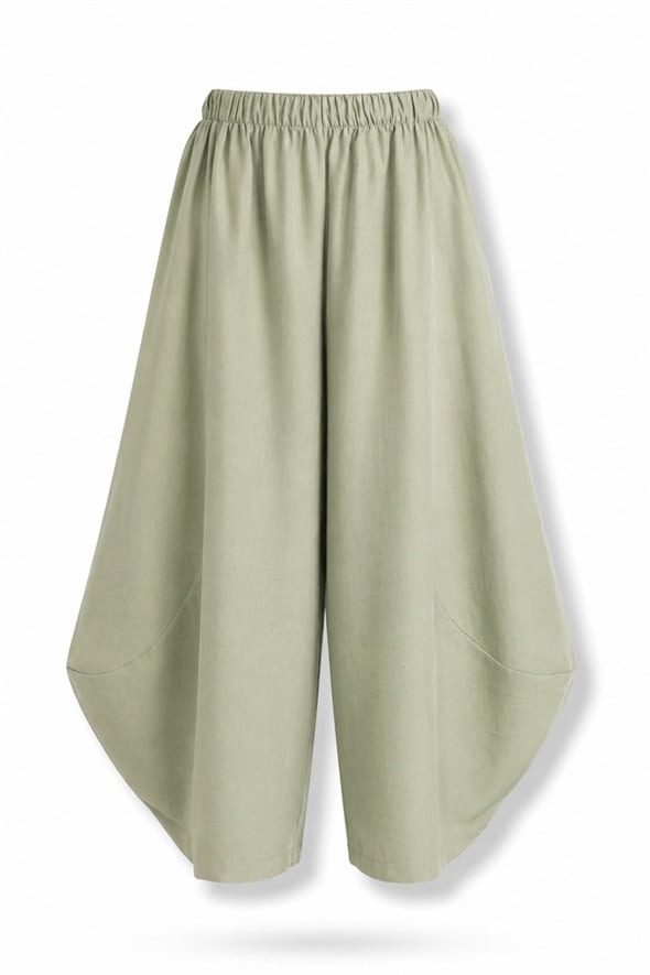 Çağla Yeşili Barrel Kesim Pantolon 0196