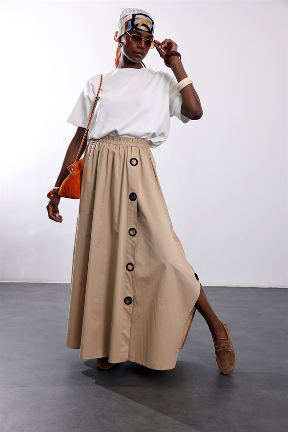 Camel Halka Detaylı Pantolon Etek 39572