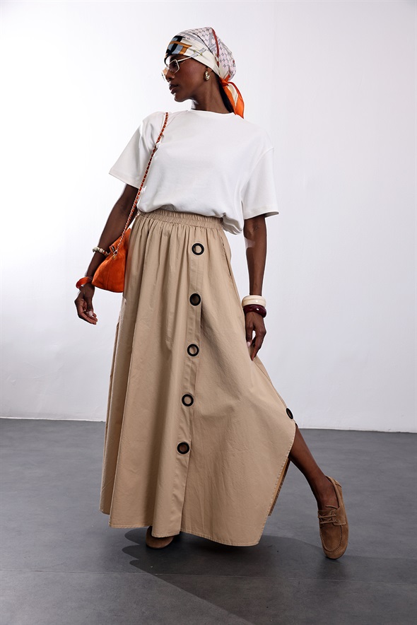 Camel Halka Detaylı Pantolon Etek 39572