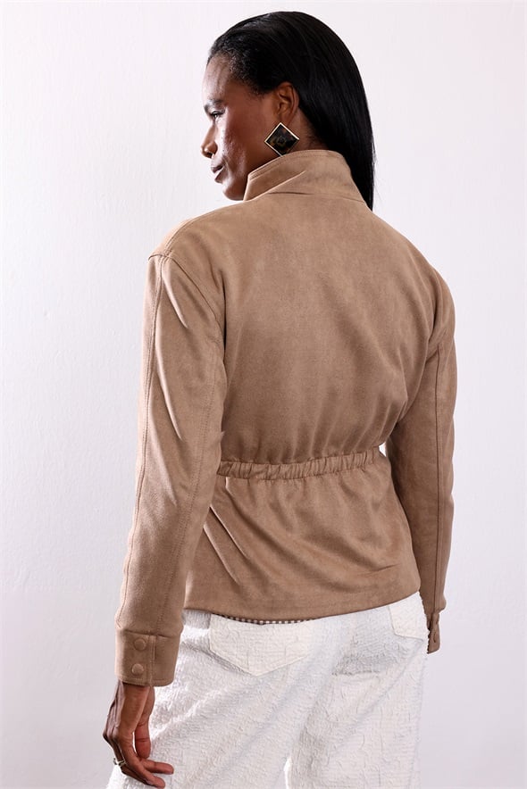 Camel Kemerli Suni Süet Ceket 40218