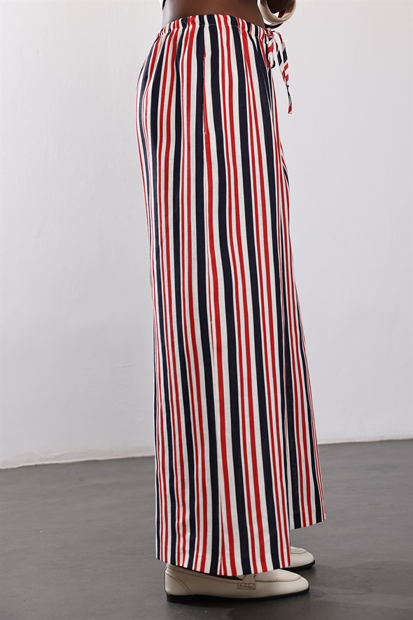 Çizgili Saint Tropez %100 Keten Lino Pantolon 