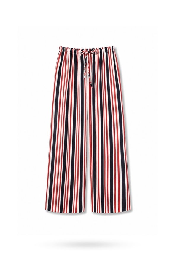 Çizgili Saint Tropez %100 Keten Lino Pantolon 