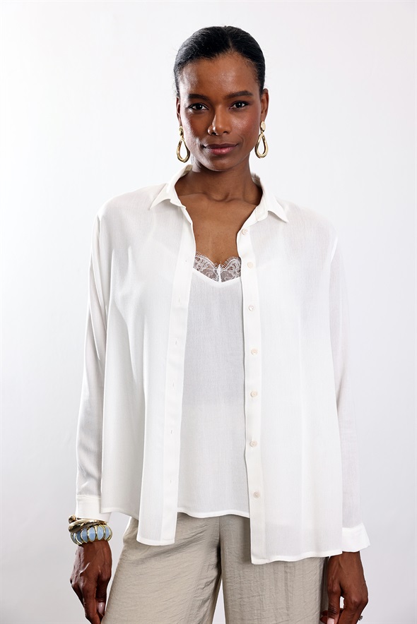 Ekru Atlet Detaylı Gömlek 100801