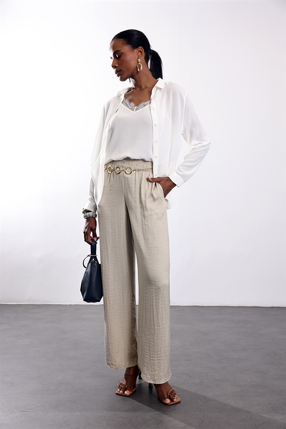 Ekru Atlet Detaylı Gömlek 100801