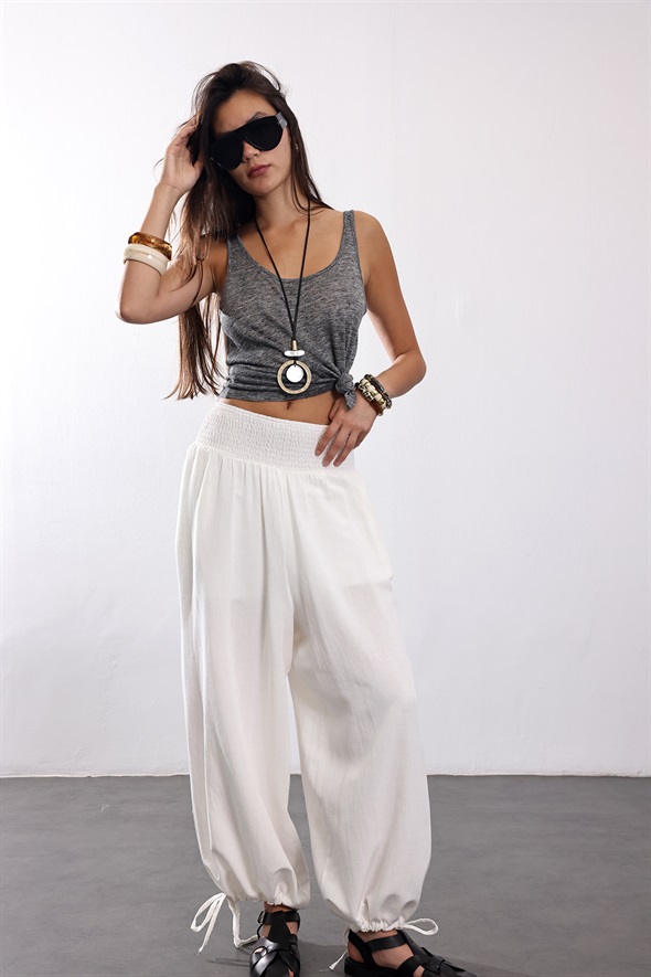 Ekru Beli Gipeli Şalvar Pantolon 261045