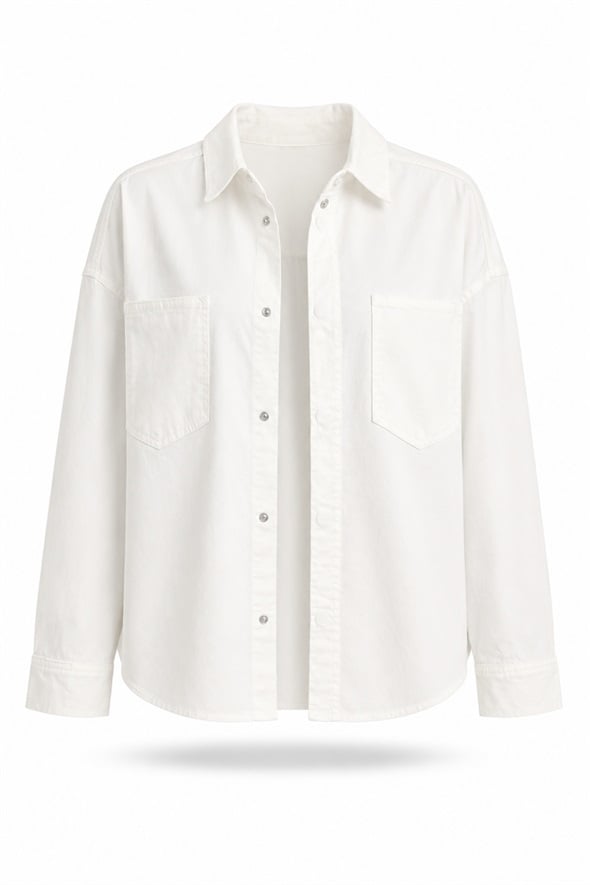 Ekru Cepli Oversize Gömlek 3646