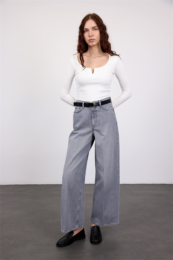 Ekru Damla Yaka Fitilli Bluz 2260