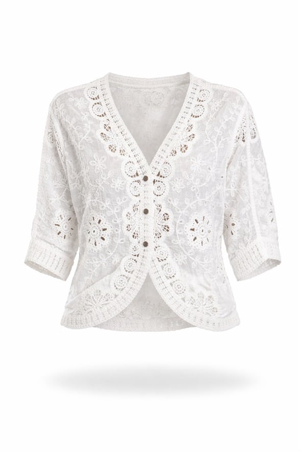 Ekru Dantel İşlemeli Bluz 39750