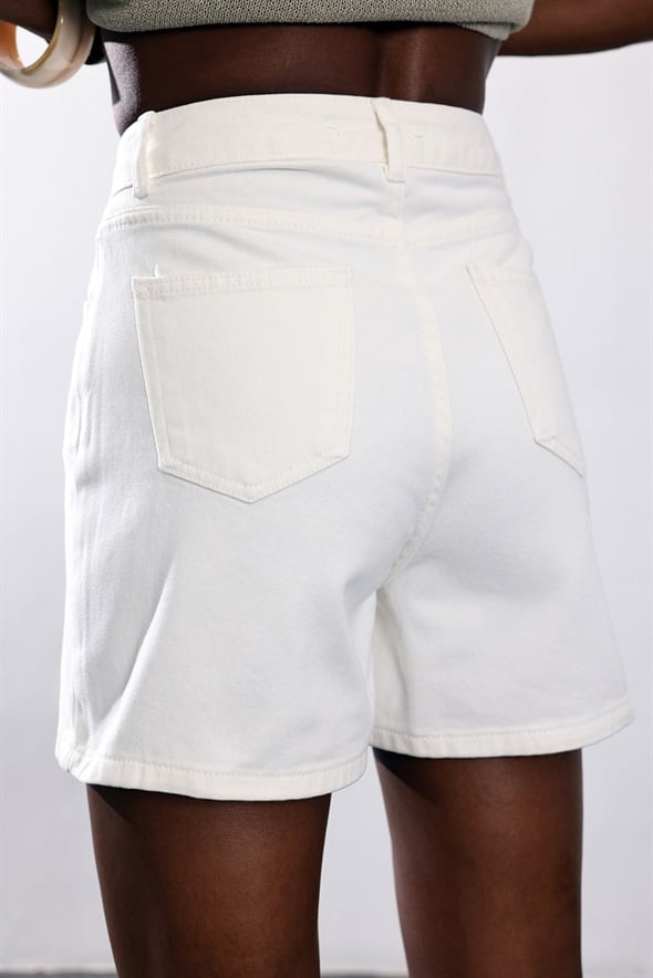 Ekru Denim Şort 1001