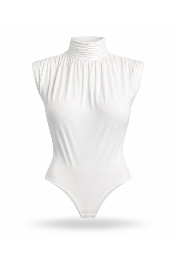 Ekru Dik Yaka Bodysuit 72008