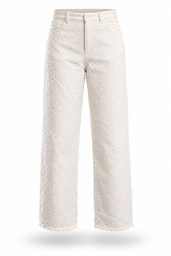 Ekru Dokulu Düz Kesim Jean 0070