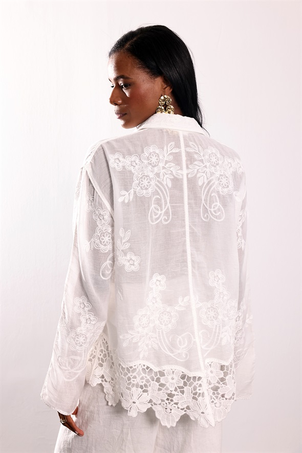 Ekru Fisto Detaylı Uzun Kol Gömlek 39226