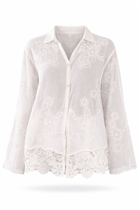 Ekru Fisto Detaylı Uzun Kol Gömlek 39226