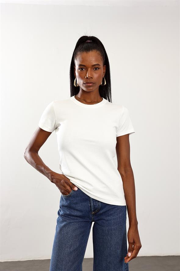 Ekru Fit Basic Tişört 
