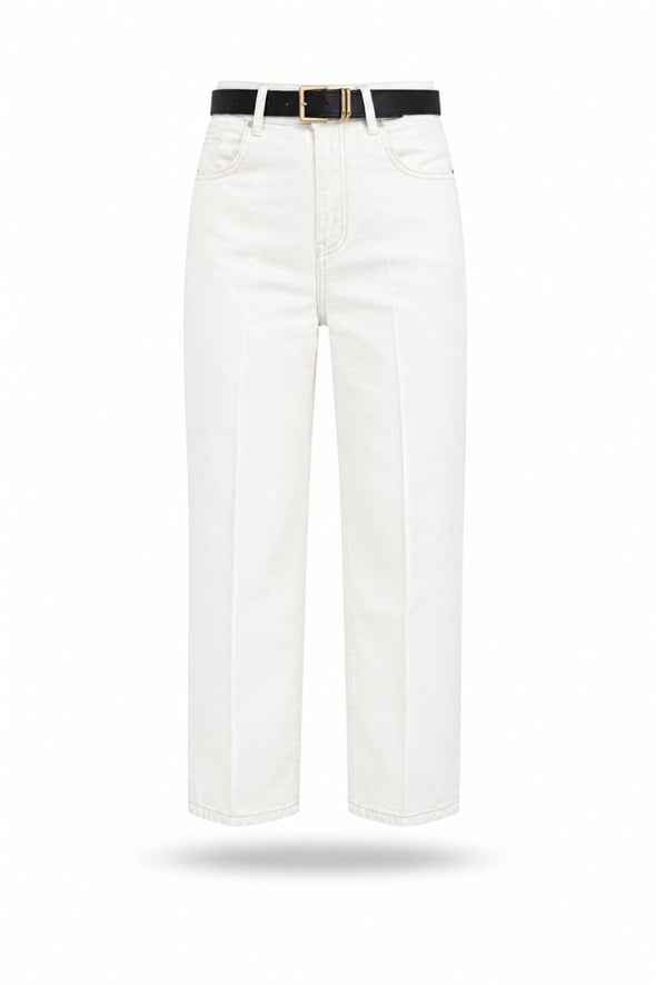 Ekru Kemerli Baggy Jean 3010