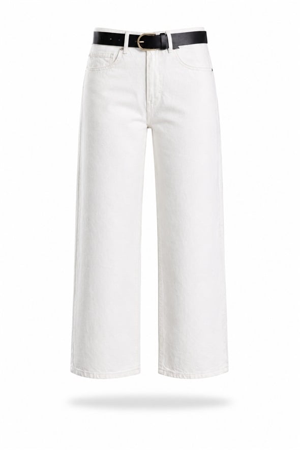 Ekru Kemerli Mom Jean 525
