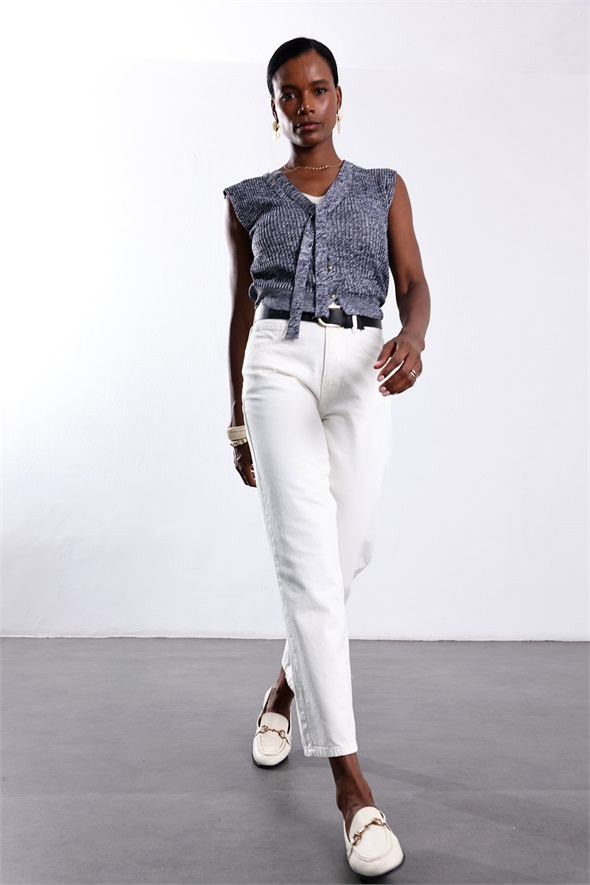 Ekru Kemerli Mom Jean 525