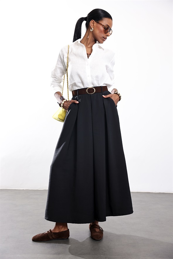 Ekru Keten Karışımlı Gömlek 4165