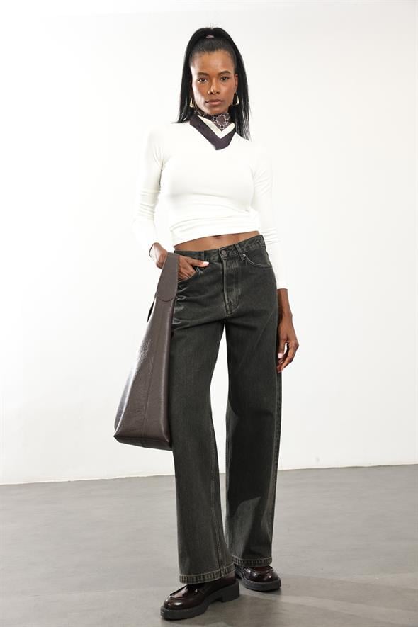 Ekru Soft Touch Bambu Uzun Kol Tişört 