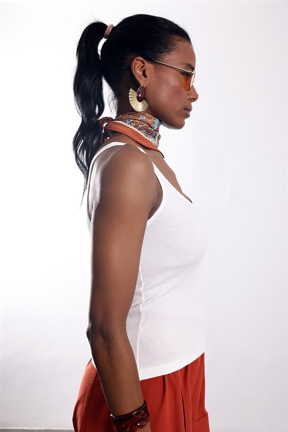 Ekru U Yaka Fitilli Basic Atlet 