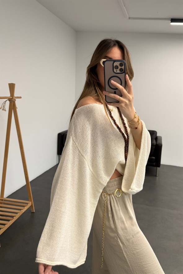 Ekru Yarasa Kol Merserize Triko 261048