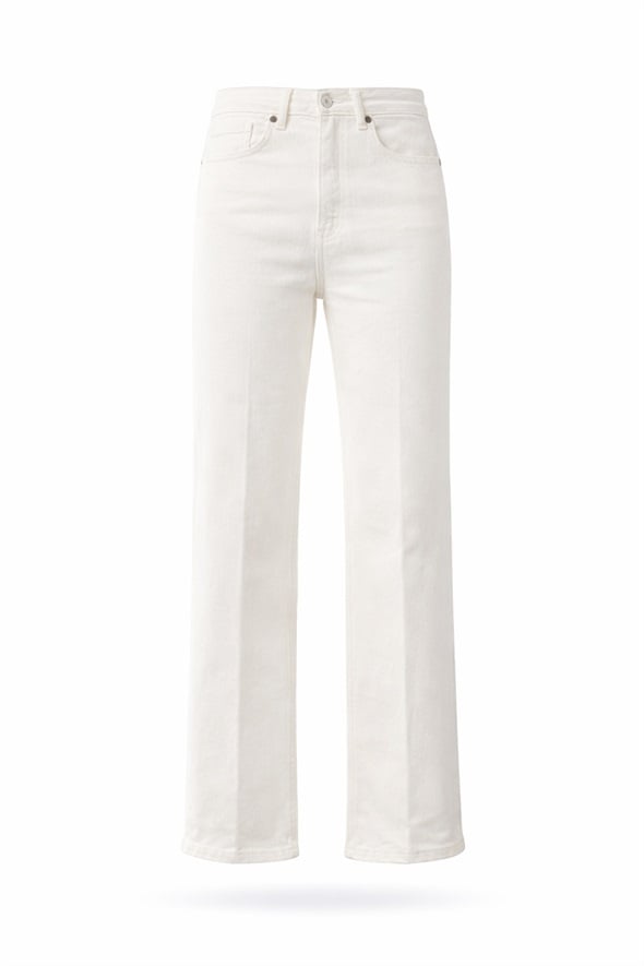 Ekru Yüksek Bel Wide Leg Jean 