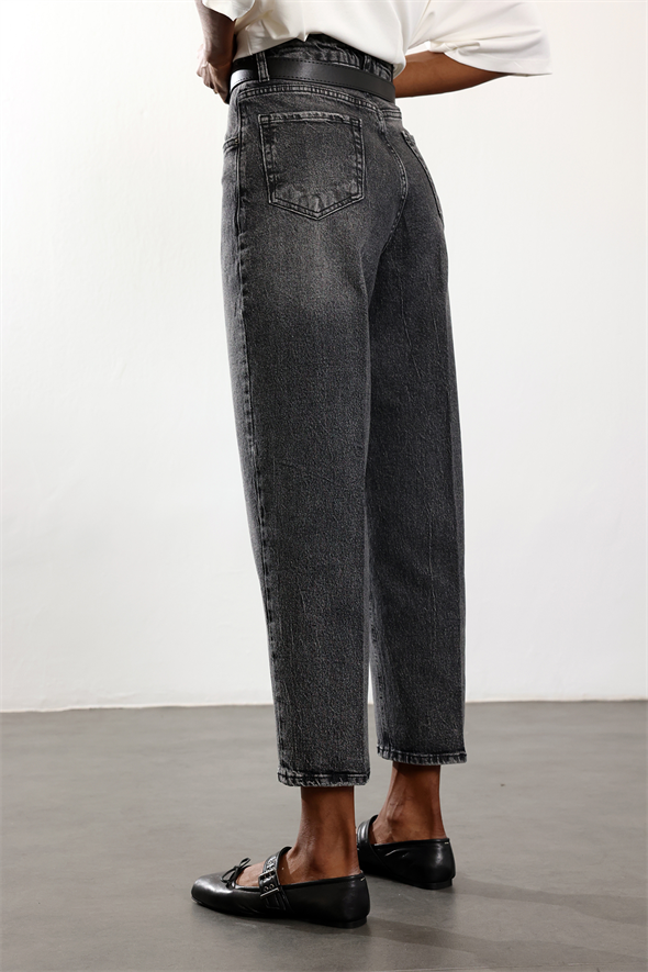 Füme Kemerli Baggy Jean 3010