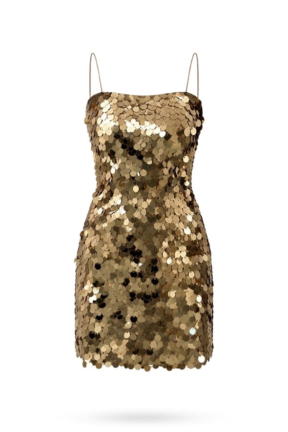 Gold Payetli Mini Elbise 111746