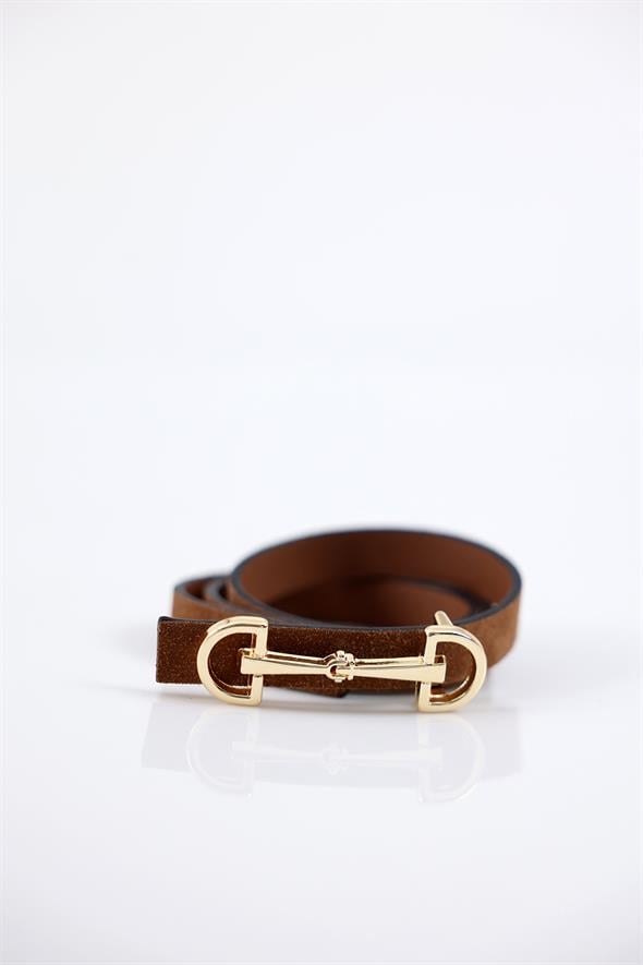 Gold Tokalı Bal Süet Binici Kemer 