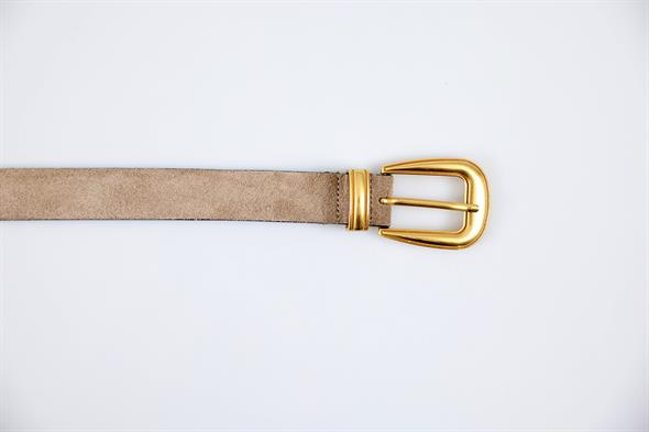 Gold Vintage Tokalı Açık Vizon Süet Kemer 
