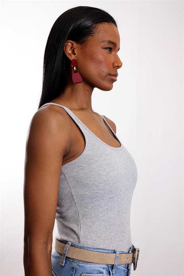 Gri Fitilli İnce Askılı Atlet 24113