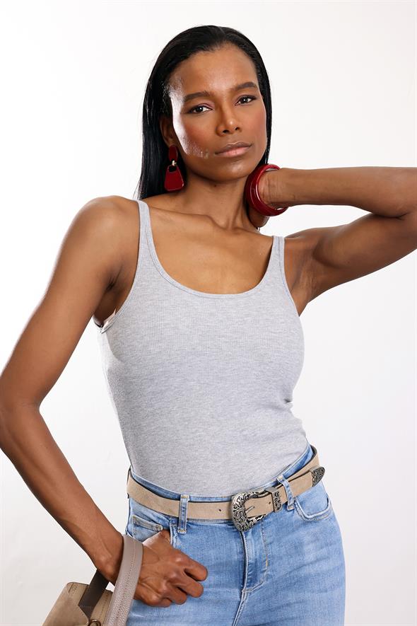 Gri Fitilli İnce Askılı Atlet 24113