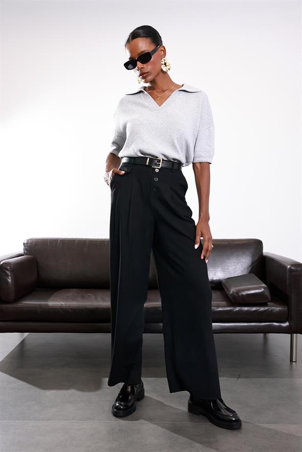 Gri Polo Yaka Merserize Triko 107002