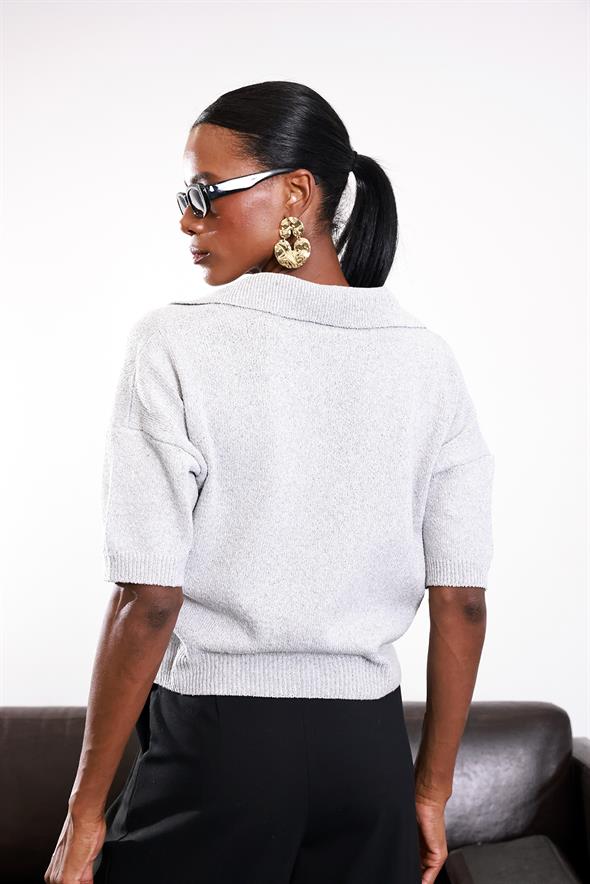 Gri Polo Yaka Merserize Triko 107002