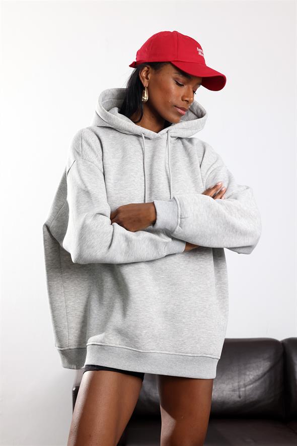 Gri Yıldız İşlemeli Şardonlu Sweatshirt 7538