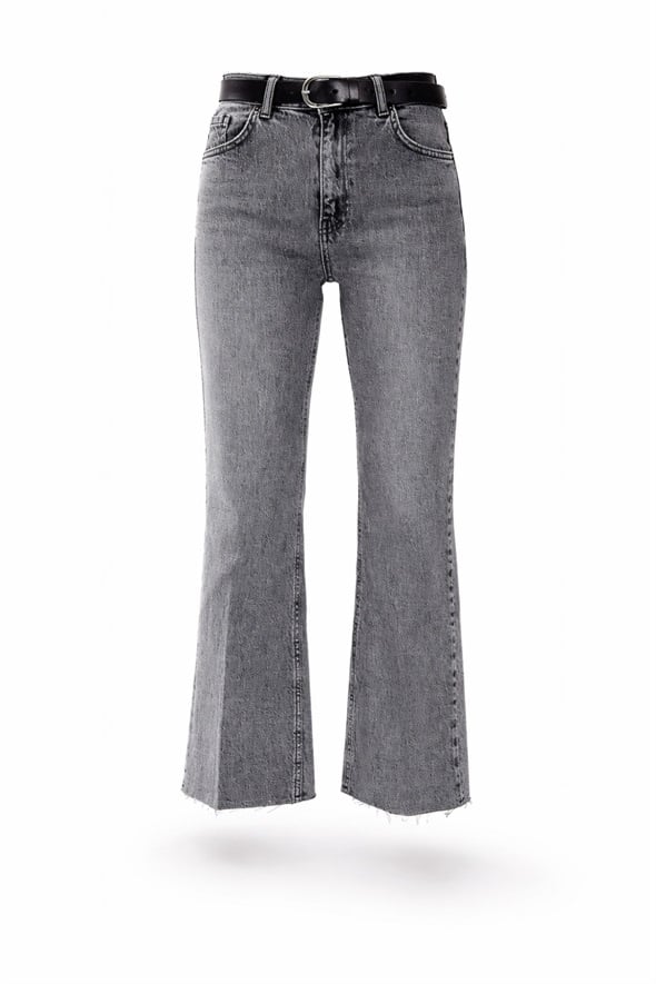 Gri Yüksek Bel Mini Flare Jean 2005