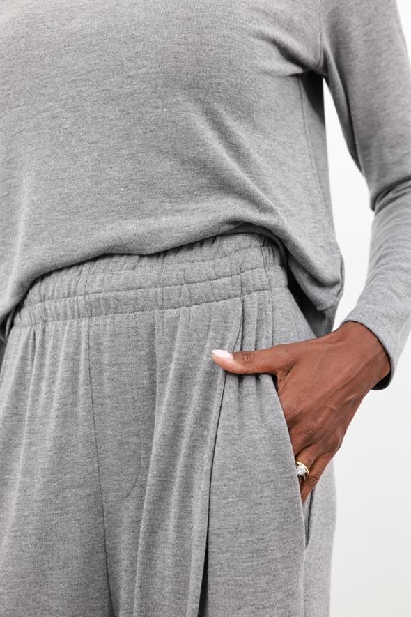 Gri Yüksek Bel Salaş Eşofman 0155