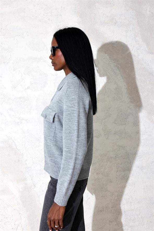 Gri Yün Ceket Hırka 