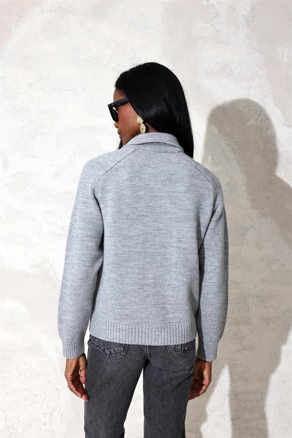 Gri Yün Ceket Hırka 