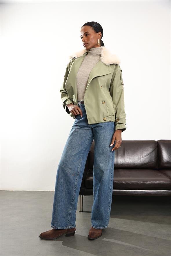 Haki Apolet Detaylı Mont 