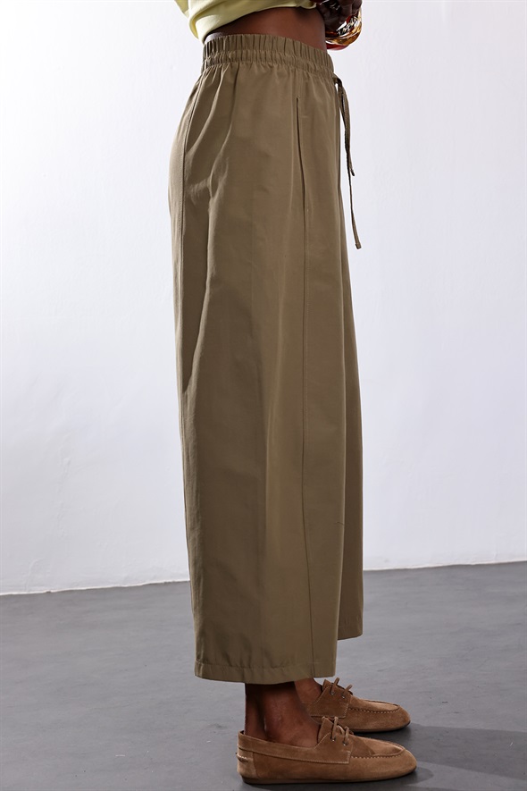 Haki Beli Lastikli Barrel Kesim Pantolon 0200