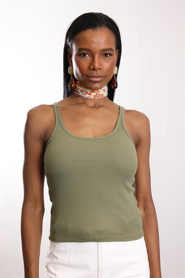 Haki Fitilli İnce Askılı Atlet 24113