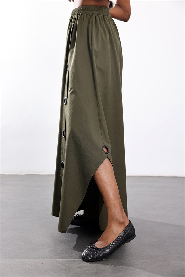 Haki Halka Detaylı Pantolon Etek 39572