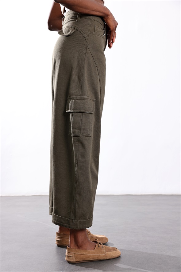 Haki Kargo Cepli Barrel Pantolon 031724