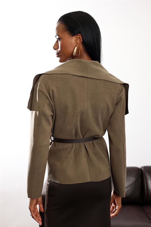 Haki Nubuk Kemerli Salaş Ceket 0645