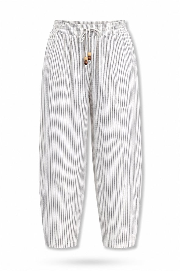 indigo Çizgili Barrel Pantolon 51427