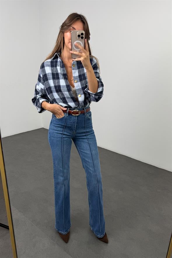 indigo Yüksek Bel Flare Jean 