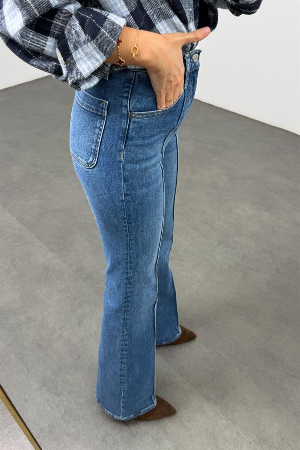 indigo Yüksek Bel Flare Jean 